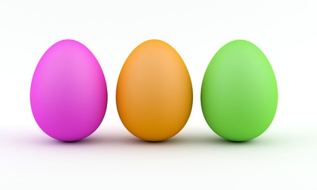 three colorfull eggsの写真素材