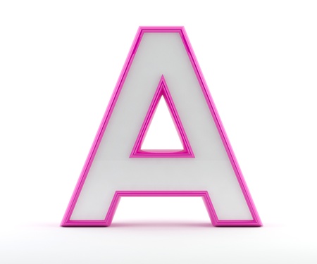 3D letter with glossy pink outline - Letter Aの写真素材