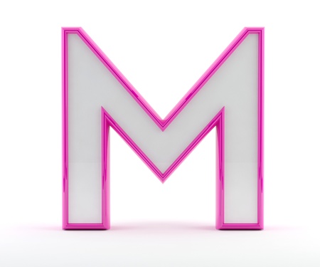 3D letter with glossy pink outline - Letter Mの写真素材