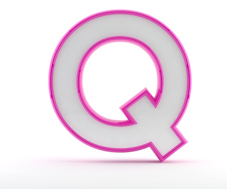 3D letter with glossy pink outline - Letter Qの写真素材