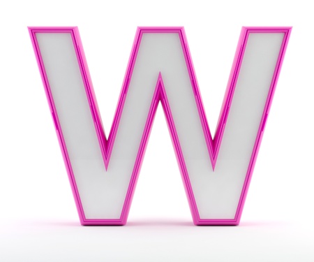 3D letter with glossy pink outline - Letter Wの写真素材