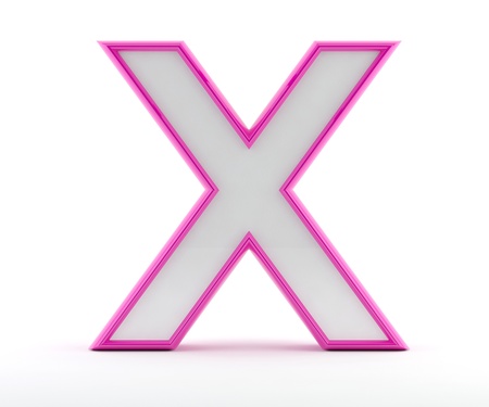 3D letter with glossy pink outline - Letter Xの写真素材