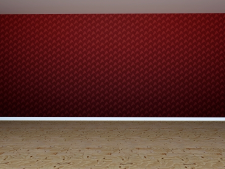 Empty room in 3D with red wallの写真素材