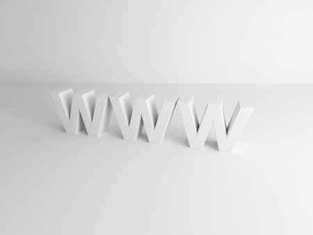www text in a white empty roomの写真素材