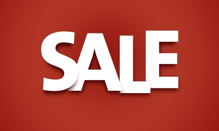 Sale text in white with red backgroundの写真素材