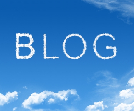 Clouds forming the word Blog in the skyの写真素材