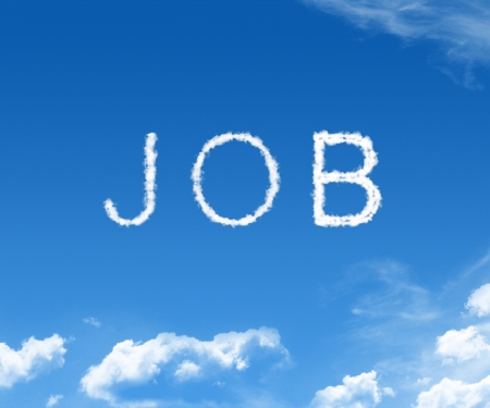 Clouds forming the word job in the skyの写真素材