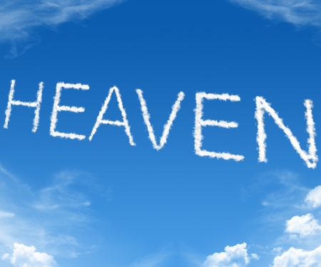 Clouds forming the word heaven in the skyの写真素材