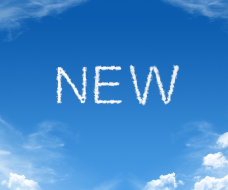 Clouds forming the word new in the skyの写真素材