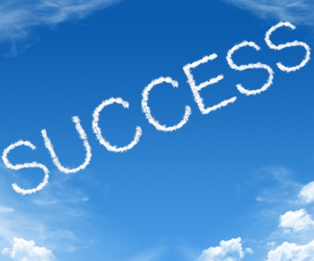 Clouds forming the word success in the skyの写真素材