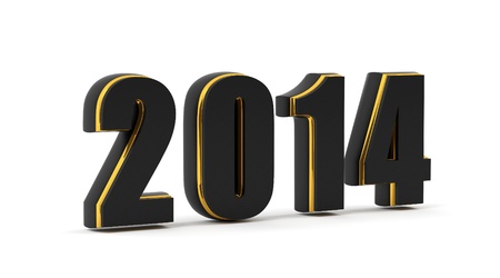 2014 on black and gold material isolated on whiteの写真素材