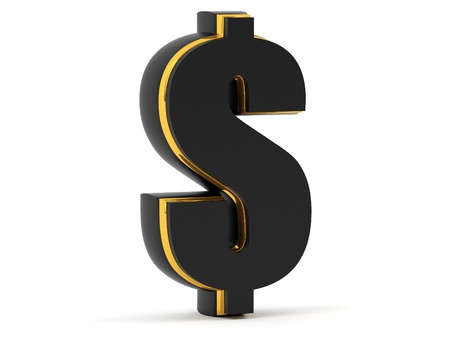 Black dollar sign with golden frameの写真素材