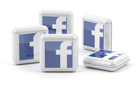 Facebook Buttons isolated on white backgroundのeditorial素材