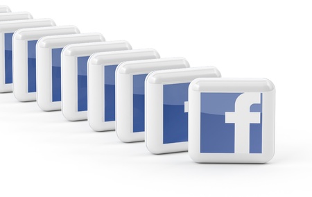 Facebook Buttons isolated on white backgroundのeditorial素材