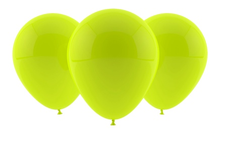 three yellow party balloonsの写真素材