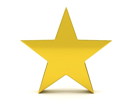 Golden star on white backgroundの写真素材