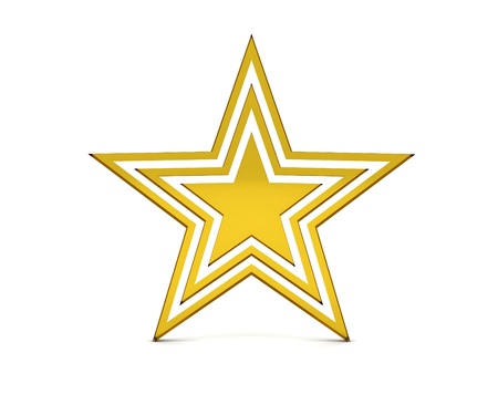 Golden star on white backgroundの写真素材
