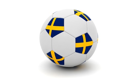 Football - Soccer ball with the swedish flag isolated on whiteの写真素材