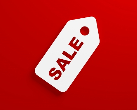 3D sale tag isolated on christmas red color - christmas salesの写真素材