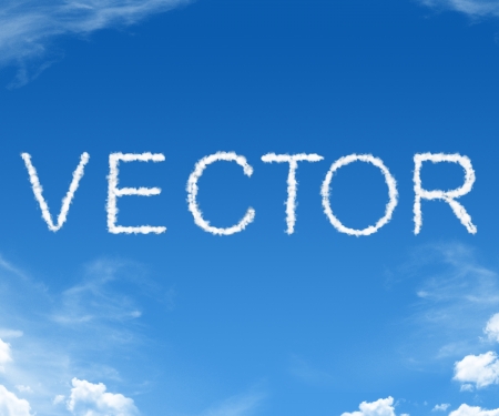 Vector spelled in with clouds in the blue skyの写真素材