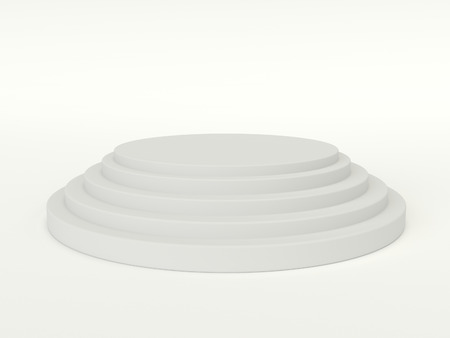 3D generated image of white podium. roundedの写真素材