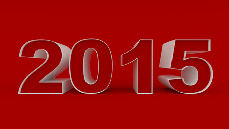 3D generated image of 2015 text on red backgroundの写真素材
