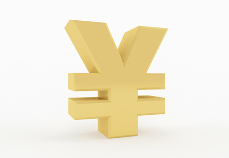 3D generated sign of Yen or Yuanの写真素材