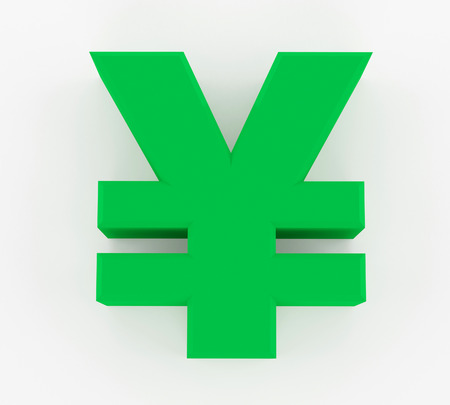 3D generated sign of Yen or Yuanの写真素材