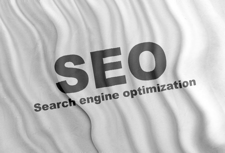 SEO - Search engine optimization white flagの写真素材