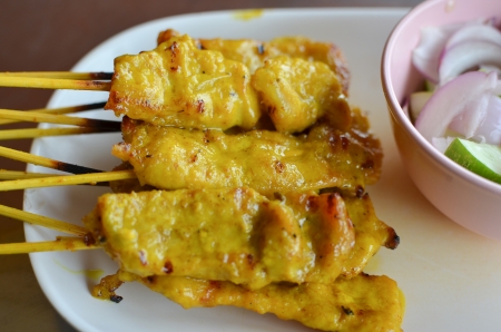 Pork Satay with Peanut Sauceの写真素材
