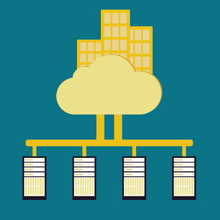 Load balance concept with public cloud techonlogy vintage colorのイラスト素材