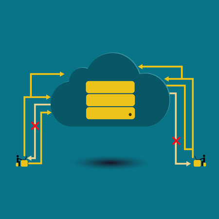 Big data database on cloud query failed - concept ideas with vintage colorのイラスト素材