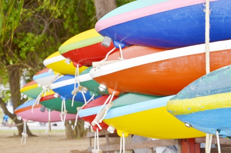 pattern colorful of kayak for rent on the beach