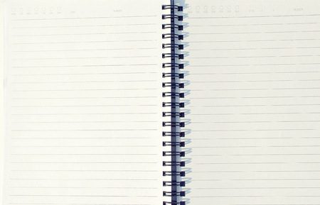 blank lined notebook on white background の写真素材