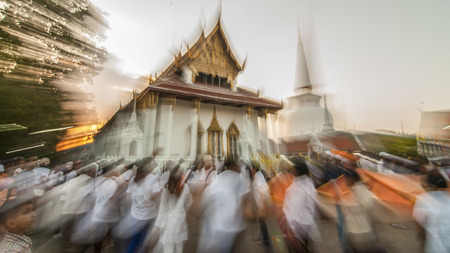 Hae Pha Khuen That Festival is celebrated at Phra Borom That Chedi at Wat Phra Mahathat Woramahawihan in NAKHON SI THAMMARAT, THAILANDの写真素材