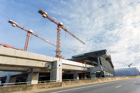 scaffolding in the high altitude, scaffolding formed a myriad of grid, industrial and modern urban...