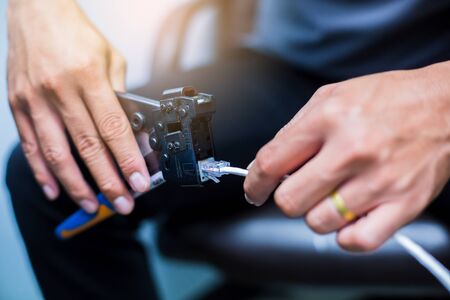 Connection procedure UTP cableの写真素材