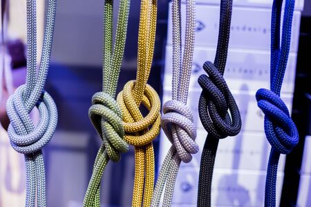 Static nylon cords. Camera strap rope is a polypropylene cord. bright colors. A very soft, flexible rope is perfect for sporting events and outdoor activities.の写真素材