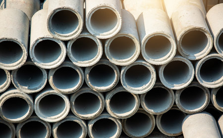 Concrete drainage pipes for industrial building construction. Industrial concrete pipe for building...