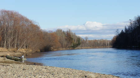 Boat on the Bank of a mountain river, November