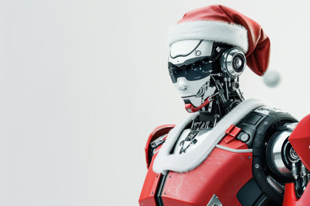 Santa Claus robot on white backgroundの素材