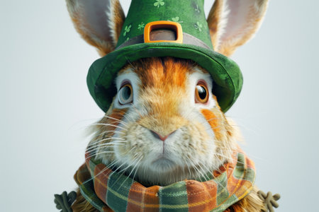 Rabbit wearing st patrick day outfitの素材