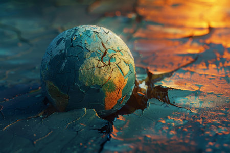 A globe with a dry surfaceの素材