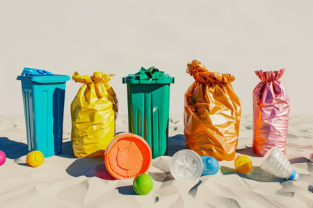 a plastic waste on the beachの素材