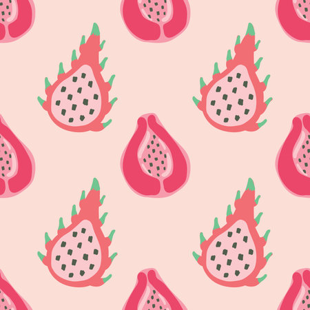 cute hand draw fruits seamless pattern colorful fruitsのイラスト素材