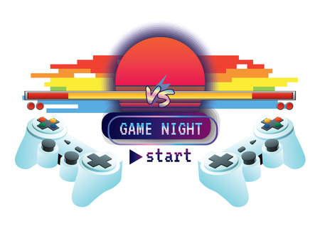 retro videogame scene on white background game conceptのイラスト素材