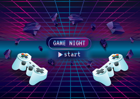 Game controller on abstract grid background.のイラスト素材