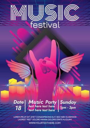music festival poster for night partyのイラスト素材