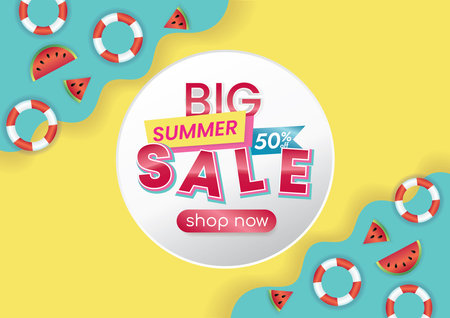 Summer sale banner design template Vector illustration.のイラスト素材