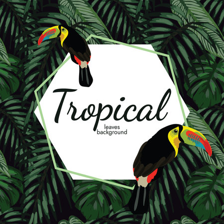 tropical leafs background green illustration vector designのイラスト素材